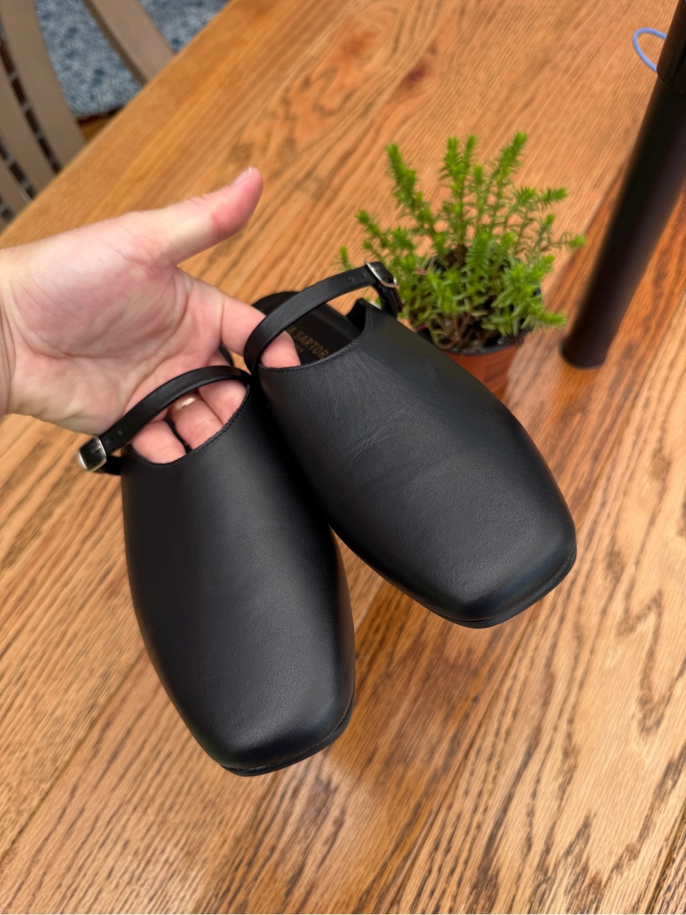 Black Leather Slip-On Mules with Strap Ilaria Sartori made in Italy size 9 - Picture 5 of 10